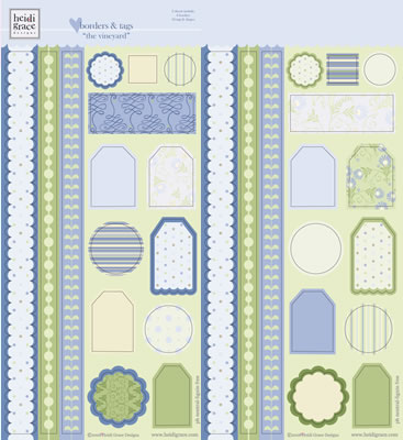 Heidi Grace - The Vineyard - Chipboard Borders & Tags with Glitter  (sold in 3's)
